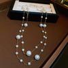 Diamond Water Drop Pearl Beaded Necklace Autumn and Winter French Light Luxury Sweater Chain Fashionable Versatile High-end Jewelry