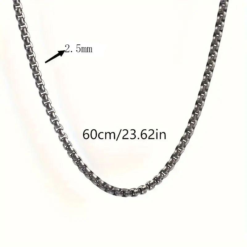 1pc Durable Stainless Steel Square Zircon Necklace with Non-Fading Chain