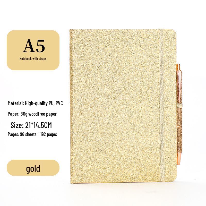 Exquisite Glitter Sequin Strap Journal: Personalized Creative Diary Notebook