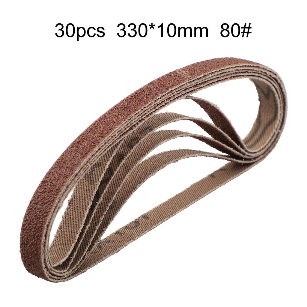 Set of Sanding Belts with Multiple Grits Totaling To 30 Pieces Size 10x330mm