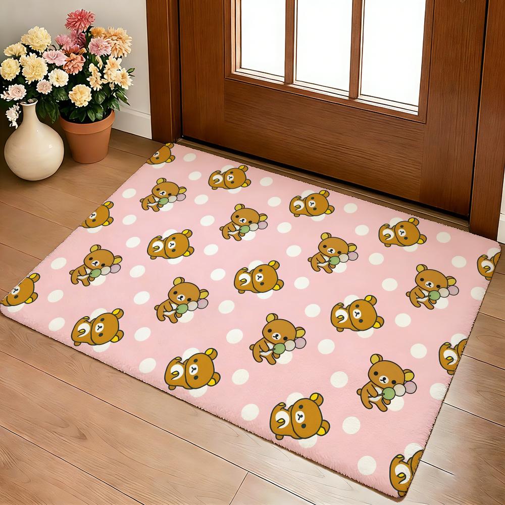 Kwaii Cute P-RilakkumaS Floor Mat Cozy Flannel Soft Thick Non-Slip Mat For Living Room Bedroom Kitchen Decor Rugs