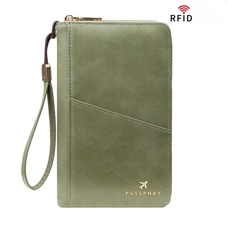 RFID Passport Holder PU Leather Travel Wallet Card Holder Zipper Organizer Wristlet Travel Document Wallet