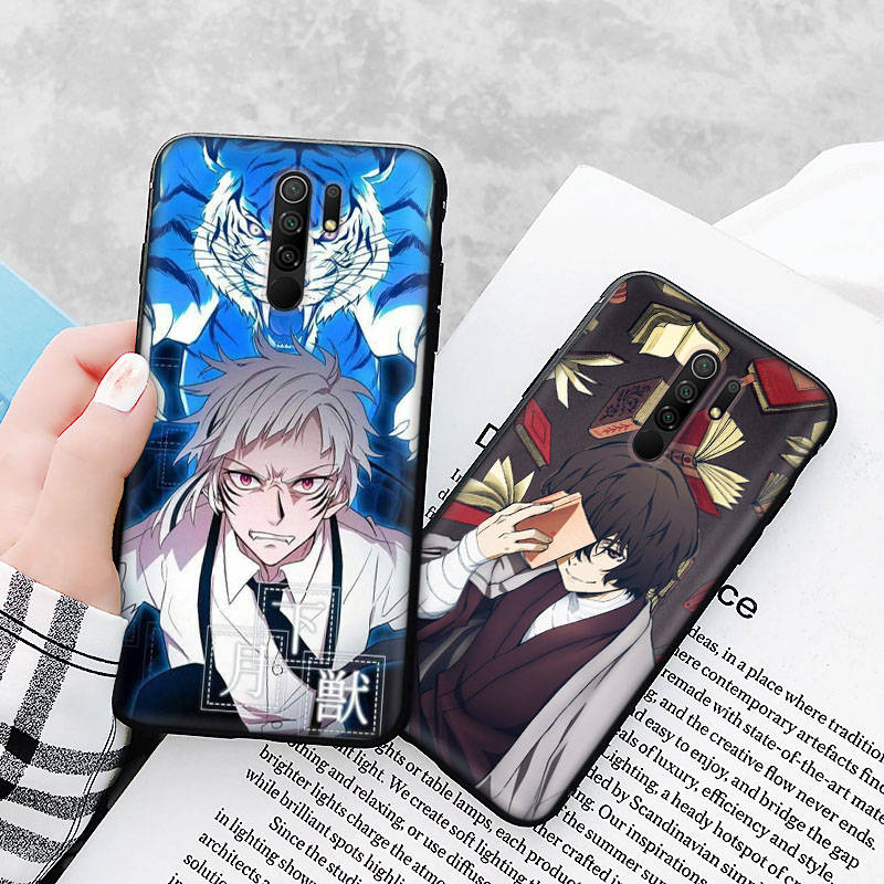 Black Case for Xiaomi Redmi 13C Note 9 iPhone XR 7 8 14 15 11 12 13 X XS Pro Max Samsung A25 S23 S24 FE Ultra Plus Bungo Stray Dogs