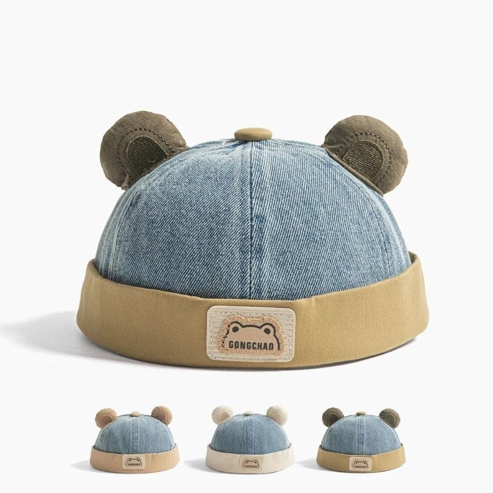 Denim Material Denim Brimless Cap Cute Bear Ears Unisex Toddler Hat Bear Ears Beanie Outdoor Wear