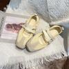 Leder Mary Jane Schuhe Damen Sommer Neu Klettverschluss Ballerinas Casual Vielseitig Flachsohlig Mode Einzelne Schuhe Trend