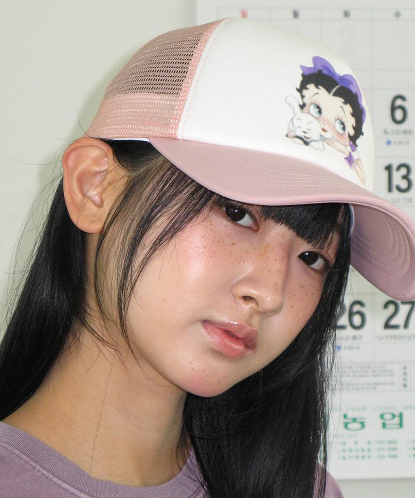 RONRON Betty Boop Ribbon Mesh Ball Cap Pink