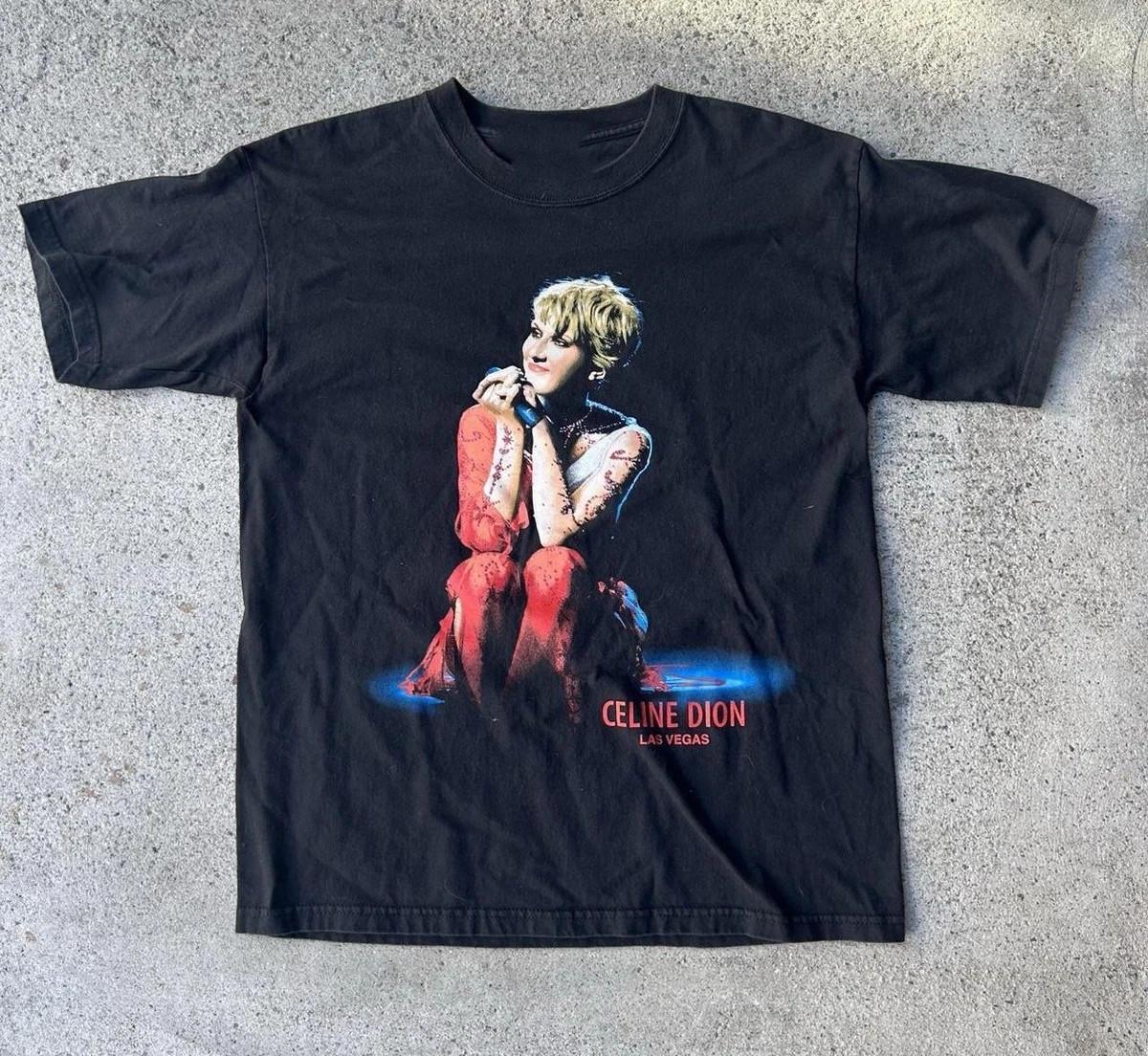 Retro Celine Dion In Tour Heavy Cotton Black T Shirt UR715 XXXXL