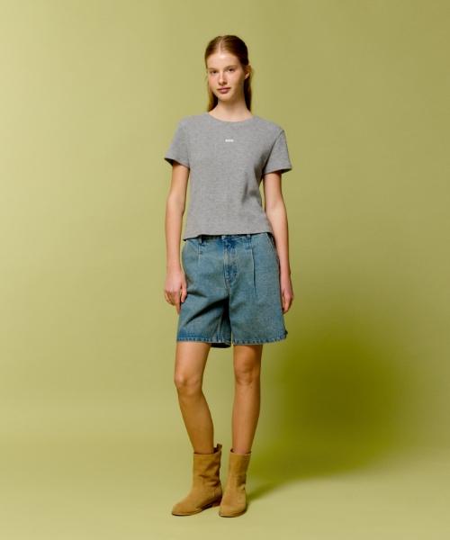 DEPOUND Flower Waffle T-Shirt [Melange Gray]