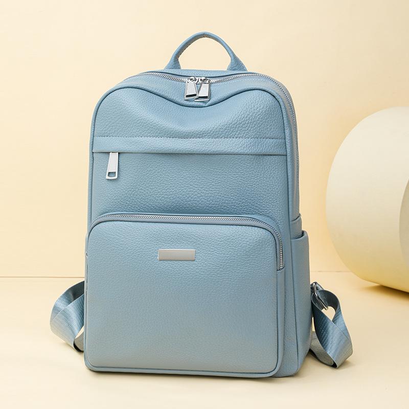 

Large capacity backpack women s new simple casual backpack fashion student commuter travel schoolbag tide синий