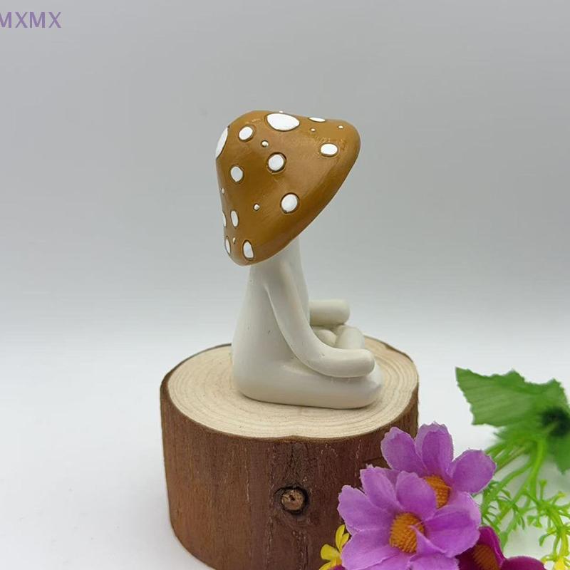 Charming Resin Mushroom Yoga Meditation Desktop Ornament Enchanting Garden Patio Resin Crafts Ideal For Home Office Garden Decor