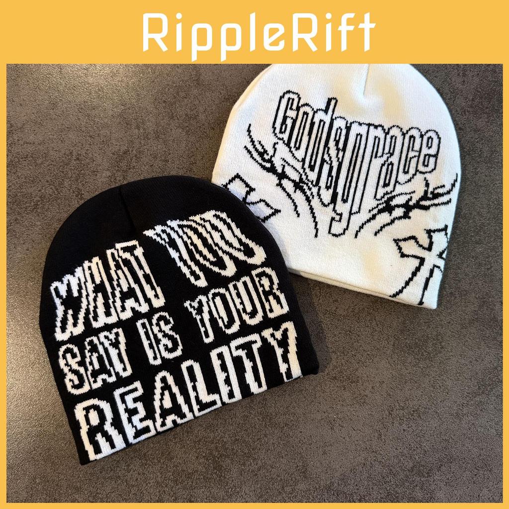 Fashionable Letter Printed Neutral Casual Warm Knitted Hat For Autumn And Winter