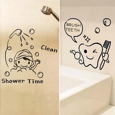 Cartoon Tooth Brush Your Teeth Shower Room Vinyl Sticker Murals Wall Decor