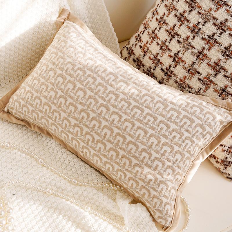 Luxury and Retro Bedroom Headboard Cushion Simple and Sophisticated High-Style Throw Pillow Cover Brown Color Sofa Cushion