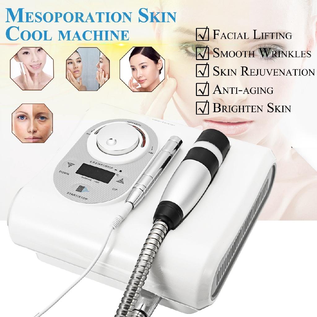 100-240v Cryo Heating Therapy Skin cool Electroporation Needle Free Mesotherapy Machine 50w Hot Cold Hammer Facial Anti Aging Beauty