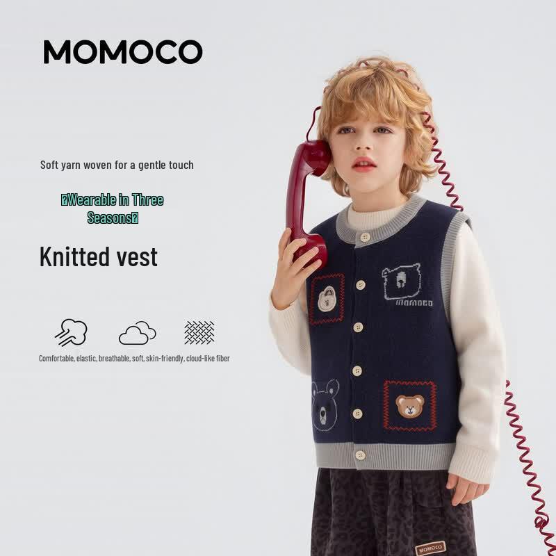 MOMOCO Boys Knitted Cardigan Vest 110
