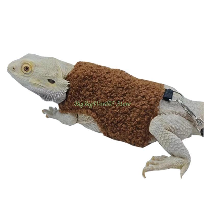 24TE Small Animals Vest Suit with Leash Reptiles Costume BeardedDragon Warm Clothing