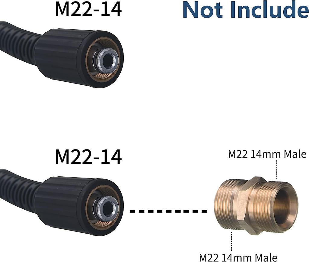 Tool Daily High-Pressure Washer Hose, 15m (50FT), 1/4-Inch, 3600 PSI, M22 14-Connection, Replacement for Most Brands