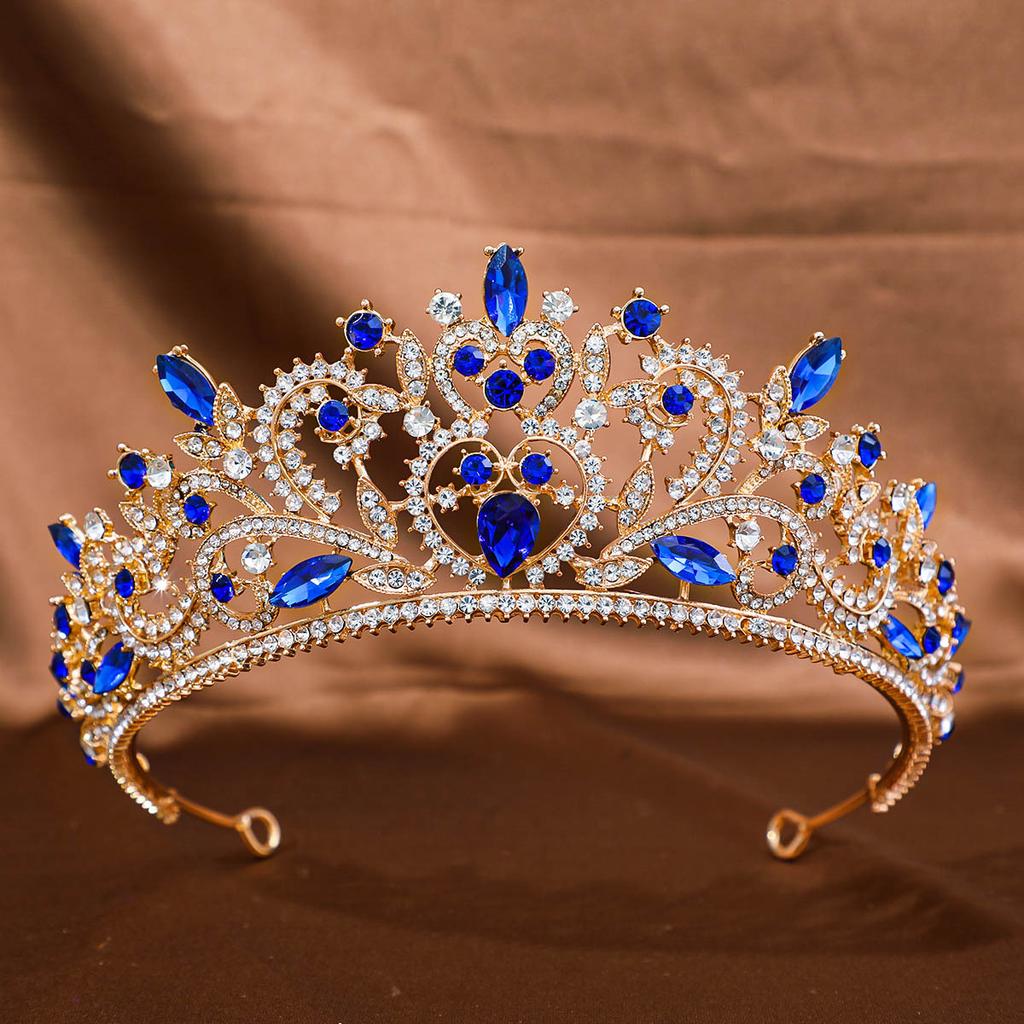 European and American Bridal Tiara Baroque Crown Rhinestone Princess Crown Hair Accessories Wedding Anniversary Style Dress Headband Accessories