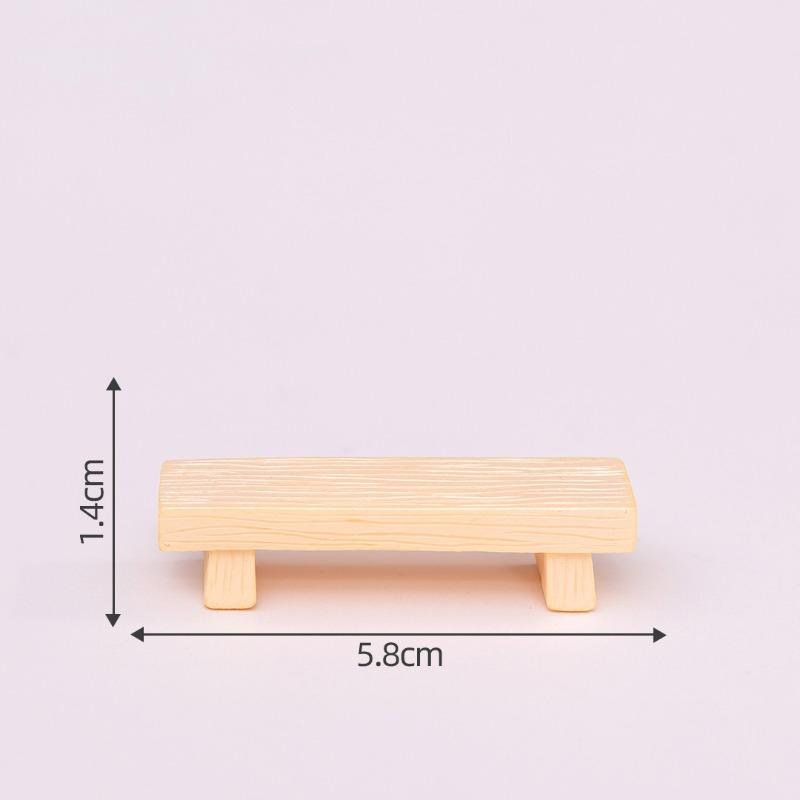 Mini Imitation Solid Wood Tables and Chairs Micro Landscaping Resin Square Wooden Tables Chairs Benches Miniature Ornaments