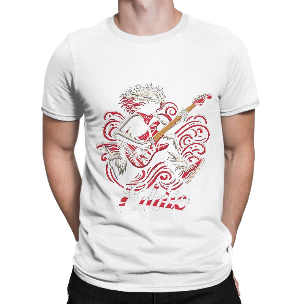 Eddie Van halen guitar tshirt merch Novelty Graphic 100 Cotton TShirt Van Halen Tees Tops For Unisex