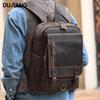 DUJIANG Men's Crazy Horse Leather High-Capacity Casual Backpack