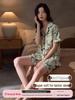 Women's Summer Floral Ice Silk Short Sleeve & Shorts Loungewear Set