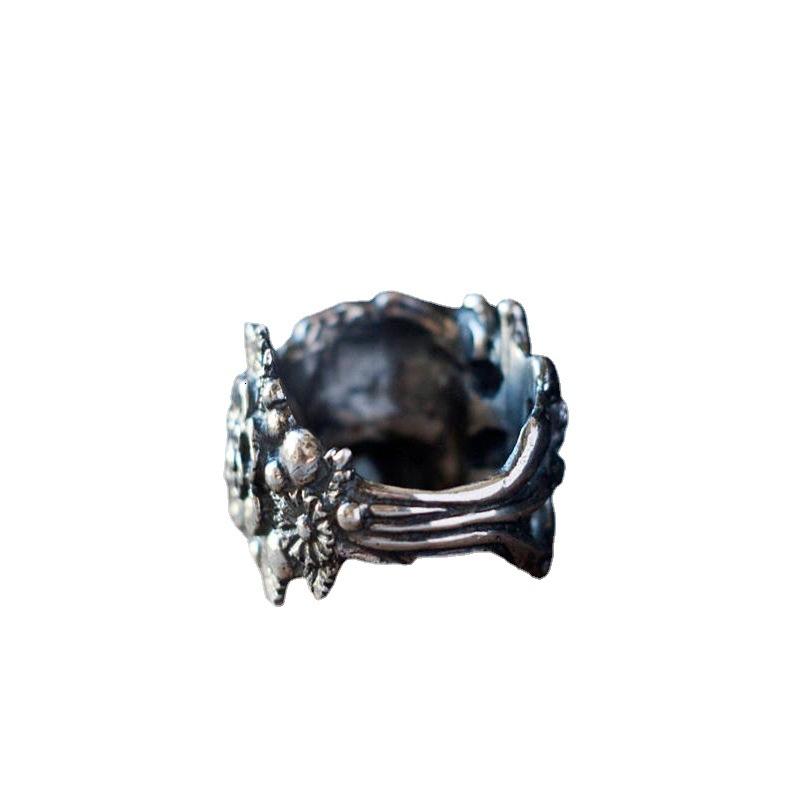 Accessories Ring Style Retro Fashion Personality Skull Head Ring Flower Ghost Head Jewelry