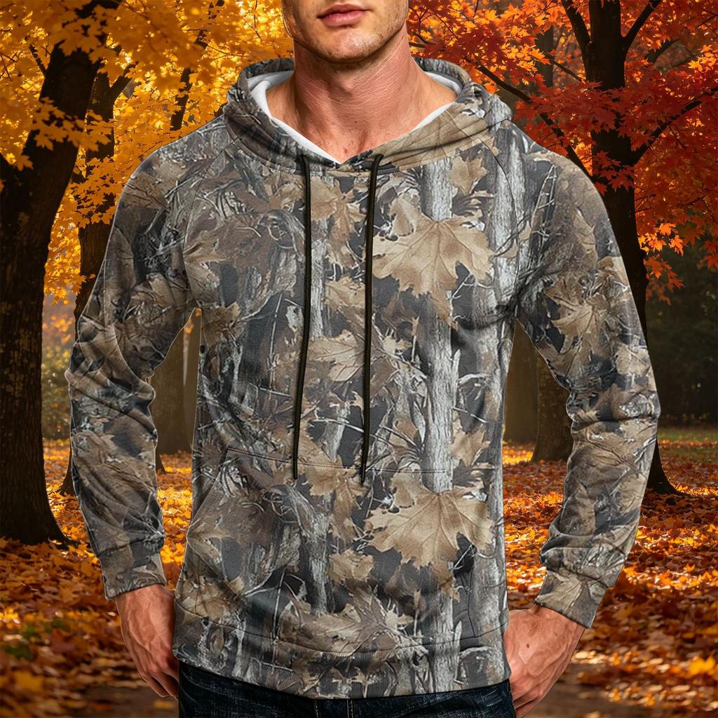 Men's Printed Loose Fit Casual Hoodie with Pocket and Drawstring