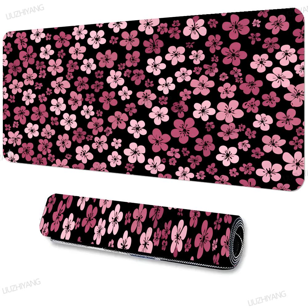 Black Pink Flower monitor Mouse Pad Large Office Game MousePad XXL Gaming Rubber Desk Mat Computer Gamer Kerboard Long Mousepads