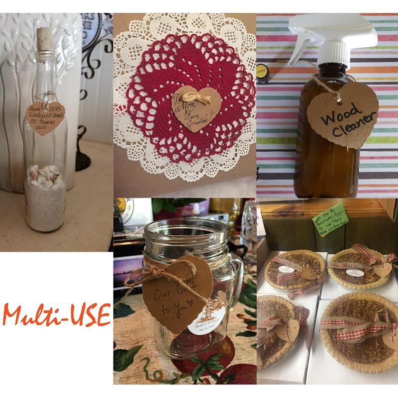 100pcs Heart-shaped Card Paper Blank Tags Handwritten Gift Tags Kraft Paper Labels for Wedding Christmas Day Thanksgiving TMZ