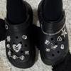 13PCS Fashion Shoe Charms Set Accessories Hole Shoe Buckle New Retro Silver Diamond Chain DIY Shoes Decorations Woman Girls Gift