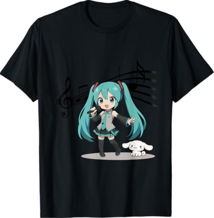 Anime Manga Girl Miku Singer Singing Music Lover Treble Clef T-Shirt S разноцветный