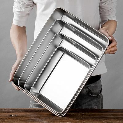 Thicken Deepen Stainless Steel Baking Tray Nonstick Bakeware Cake Bread Pans Food Fruits Storage Trays Plates Kitchen Utensils