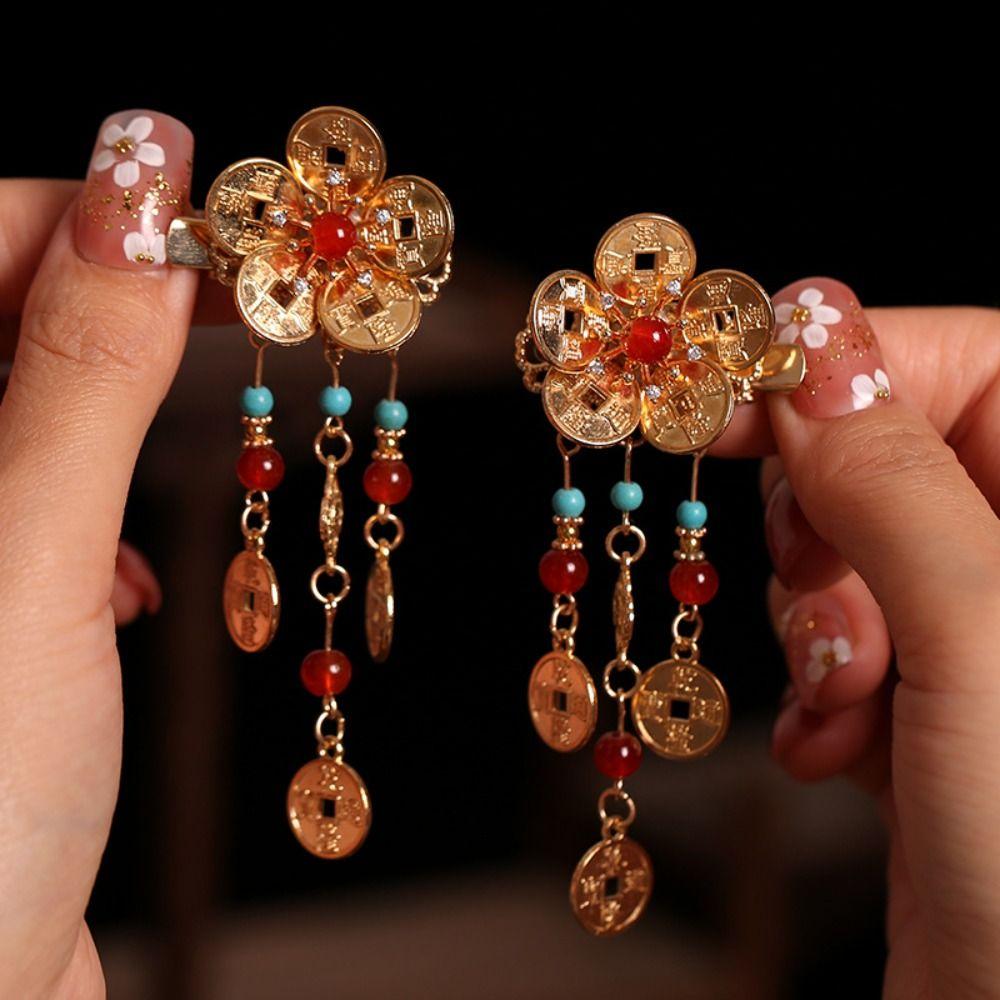 Retro Chinese Style Ancient Hair Stick Classical Pearl Tang Dynasty Hairpin Tassel Hair Ball Hair Fork Women