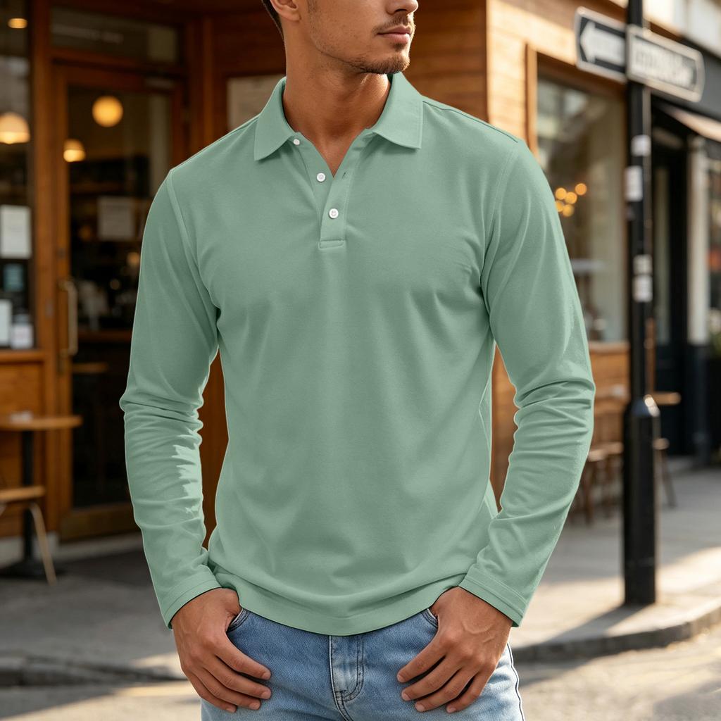 Men's Color Long Sleeve Shirt for Outdoor Casual Wear