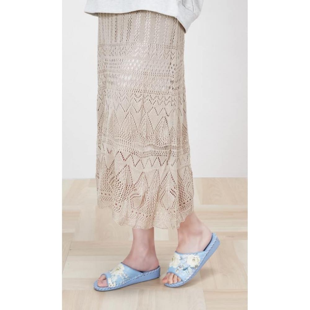 PanSy [PanSy] 9306 Indoor Room ShoeS SlipperS Women S Hand Knitted Antibacterial 22.0 22.5 Cm Blue