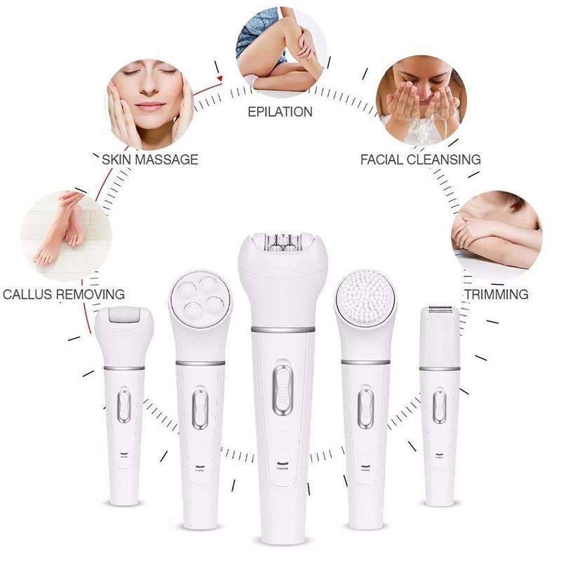 Electric Facial Cleansing Brush 5 IN 1 Silicone Sonic Face Cleaner Deep Pore Face Cleansing Brush Device