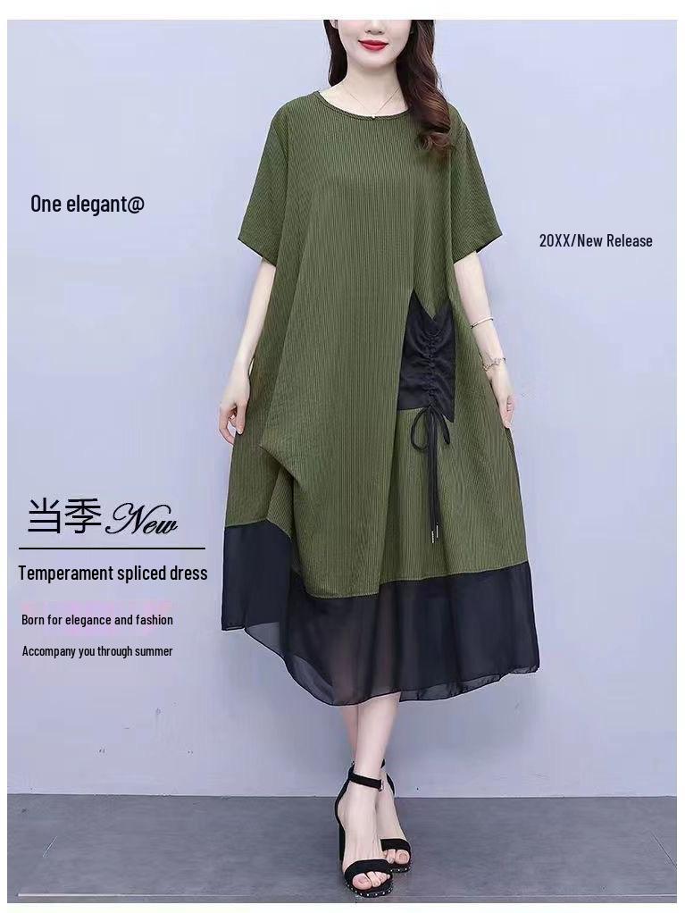 Plus Size Women's Summer Slimming Mid-Length Dress - Belly & Flesh Concealing