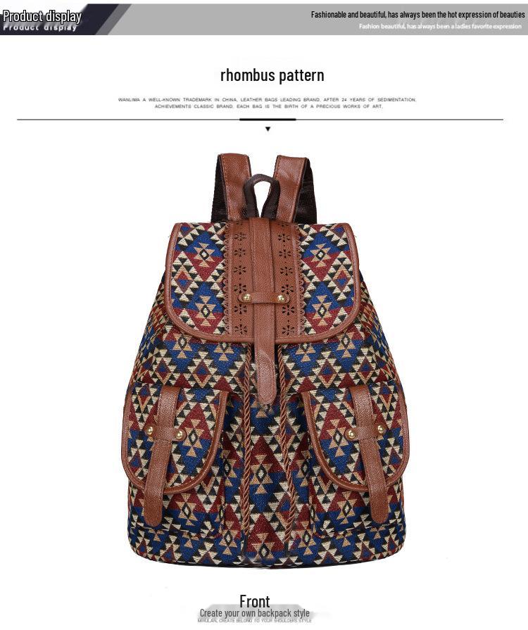 2021 Retro College Styl Dámský Módní Stahovací Batoh pro Studentky