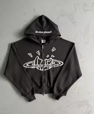 Amerikanischer Retro-Reißverschluss-Pullover Goth Buchstaben-Sternen-Print Hoodie Freizeitjacke Einteiler