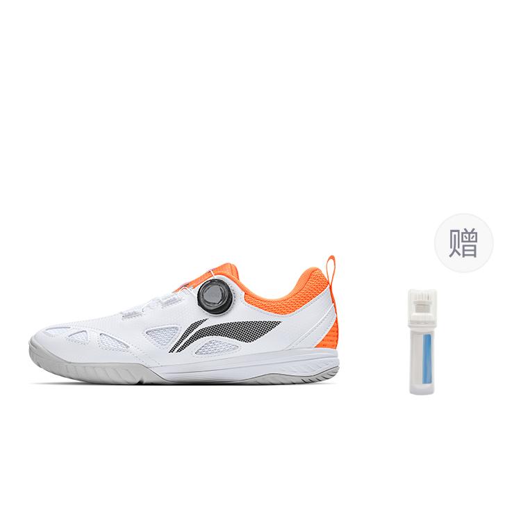 Li Ning Mage ESS Ανθεκτικά στην Τριβή Αναπνέοντα Χαμηλά Παπούτσια Πινγκ Πονγκ Unisex Λευκό Πορτοκαλί APTT001-2