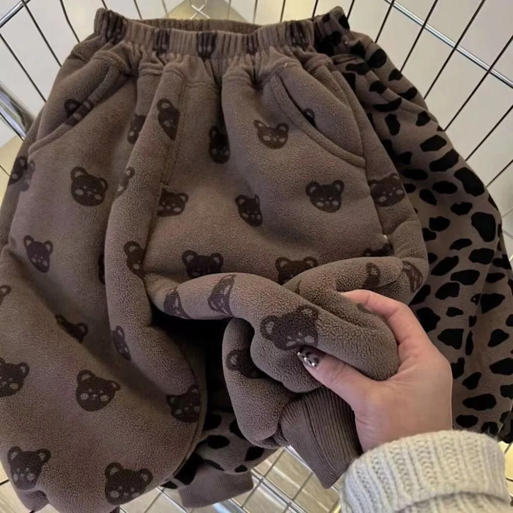Baby Plyschbyxor Sammet Höst Vinter Pojkes Tjocka Mjukisbyxor Barn Flickors Tecknade Byxor Barns Varma Byxor Trend