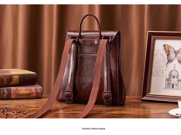 2025 Autumn/Winter Women's Genuine Leather Waterproof Backpack - Simple, Versatile for Travel, School, and Business