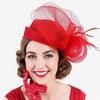 Fascinator de Rede com Penas Retrô para Chá da Tarde & Corridas Kentucky Derby