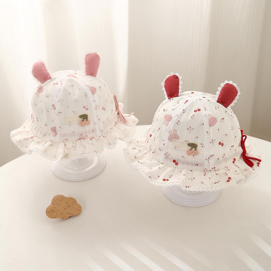 Baby Girls' Sun Protection Bow Bucket Hat - Spring/Summer Elastic Fisherman Style