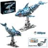 NEW Mechanical Blue Dolphin Building Blocks, 888pcs Technical Ocean Animal,Gear Linkage, Desktop Decor Gift