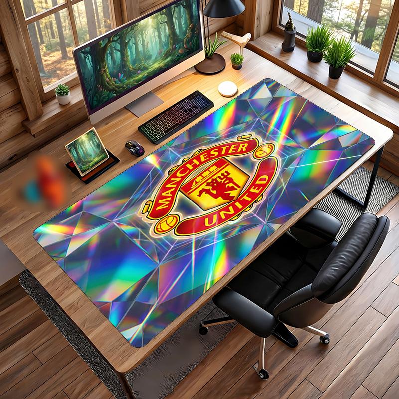 Tappetino Mouse Grande Stampato Manchester United, Tappetino da Scrivania Morbido in Gomma Antiscivolo per Gaming, Decorazione per Ufficio, Laptop, Computer