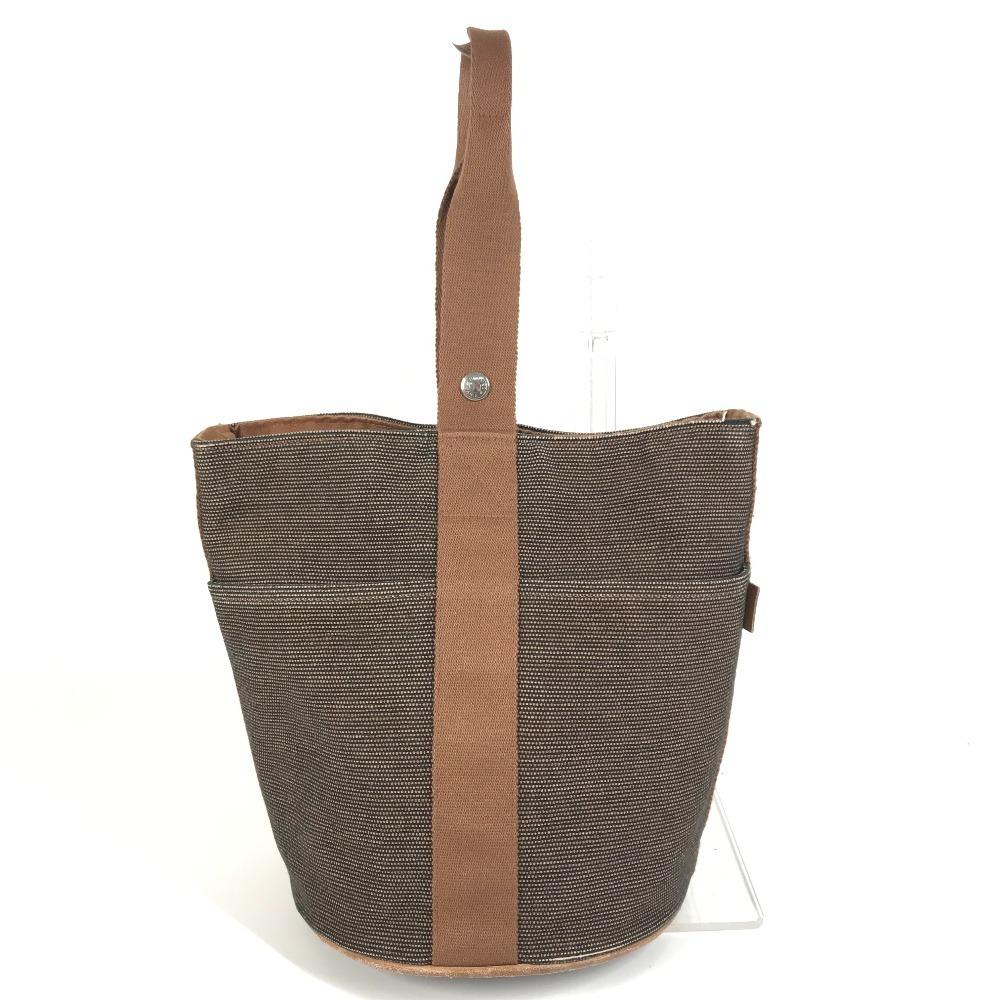 HERMES Saksaw MM Saksaw MM Bag Hand Bag Canvas Brown