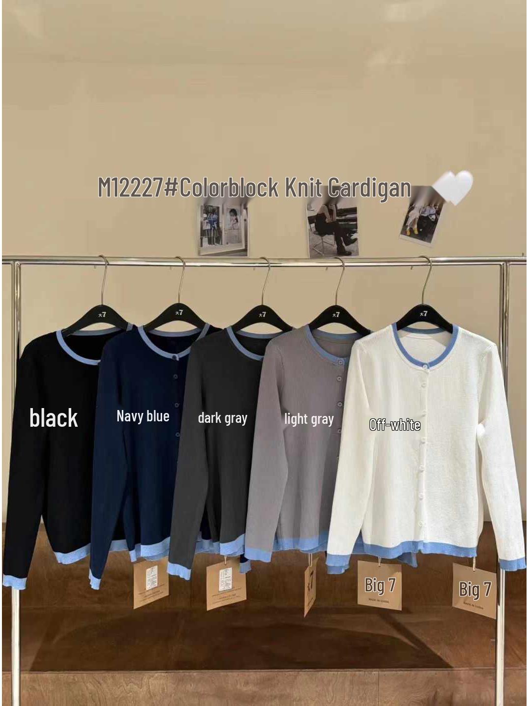 

Da7 Женский весенний свободный вязаный кардиган большого размера в стиле колор-блок One Size покинуть белый