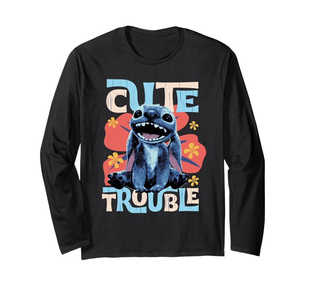 Disney Lilo Stitch Movie Cute Trouble Stitch Long Sleeve & Live-Action T-Shirt